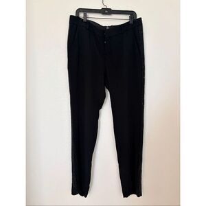 BALMAIN Paris Black Tailored Pants Sz 54 (US 38) Studded Side Stripe Designer Tr